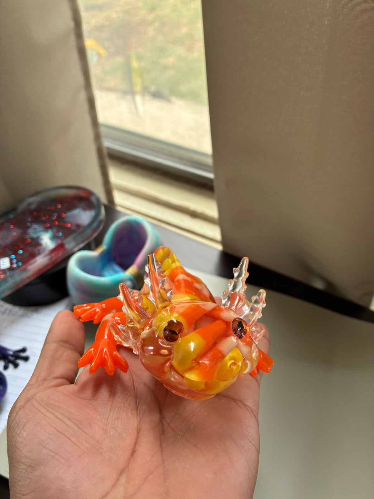 Candy Corn Resin Axolotl Figurine – One of a Kind – additional product view