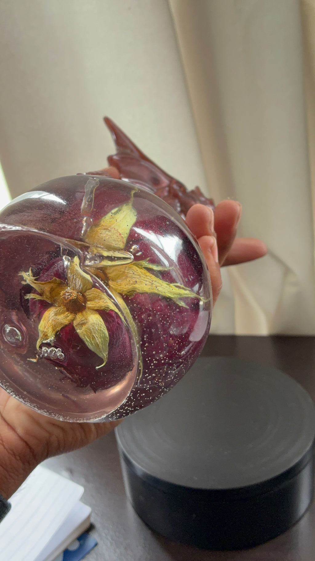 Copper Dragon Guardian on Preserved Rose Sphere — First Edition, One of a Kind – additional product view
