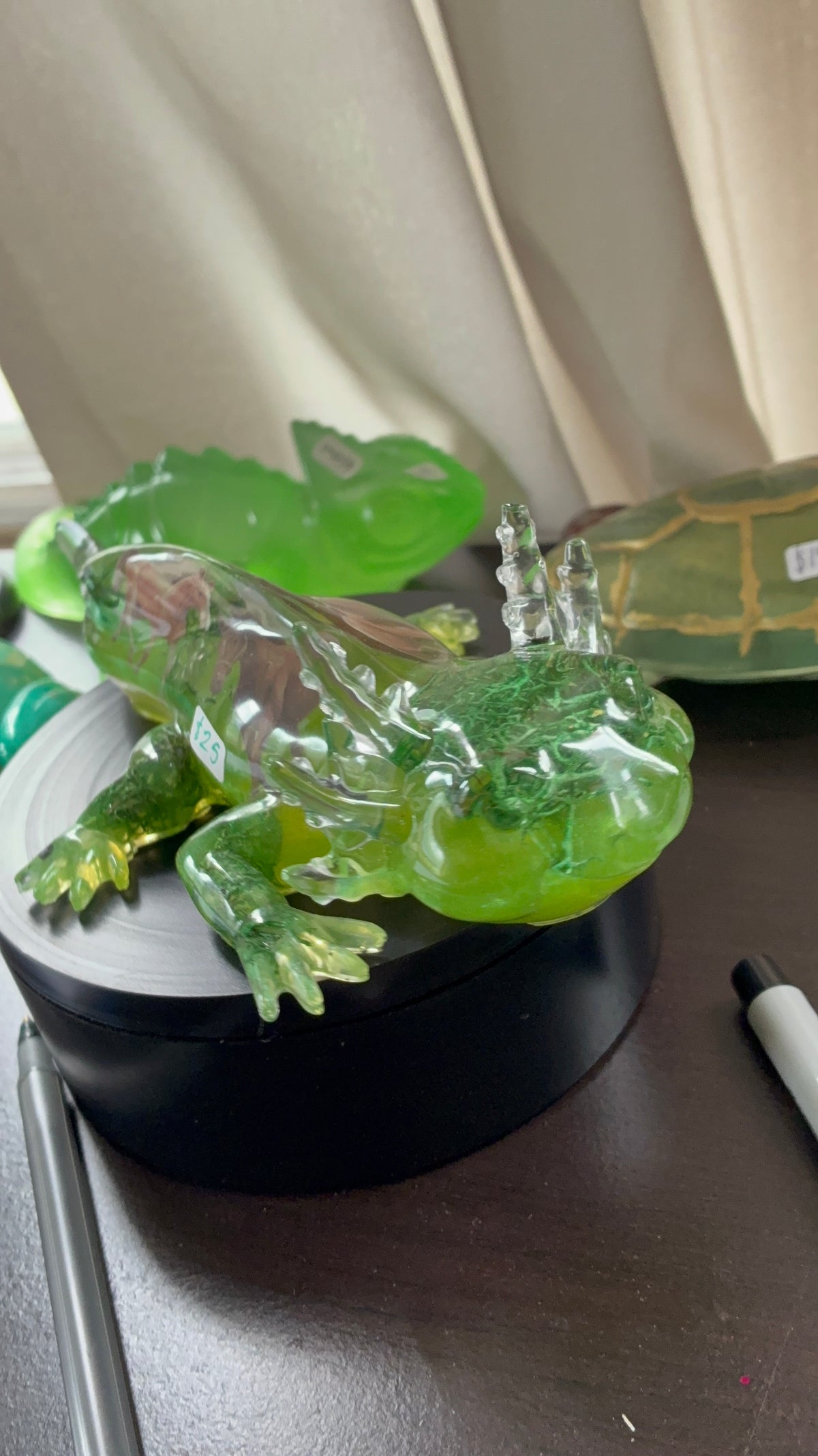 Green Resin Axolotl Figurine with Wild Horse Design – One of a Kind – additional product view
