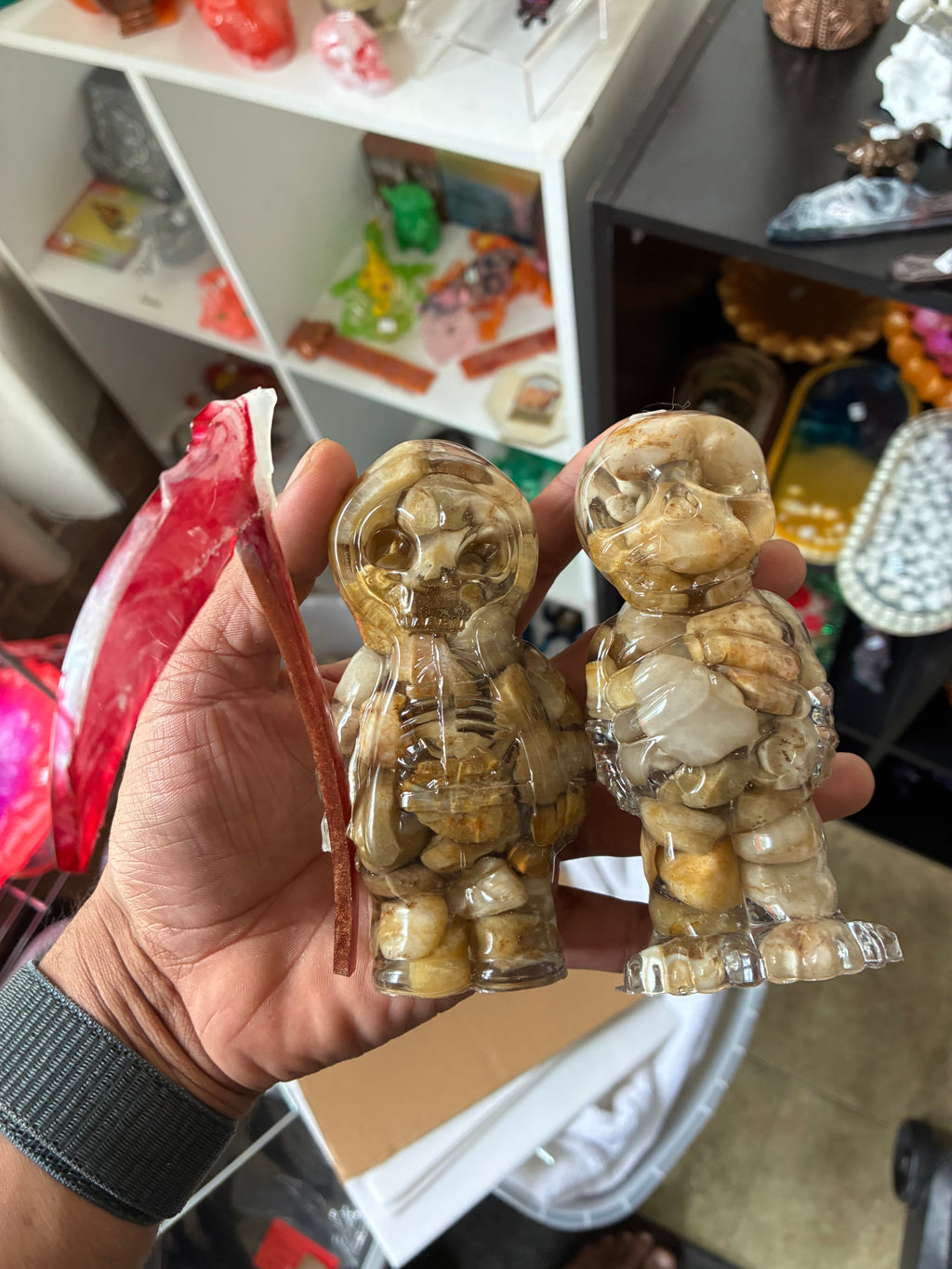 Reaper Skeleton Figurines – Natural Stone Resin Art, Set of 2 – additional product view