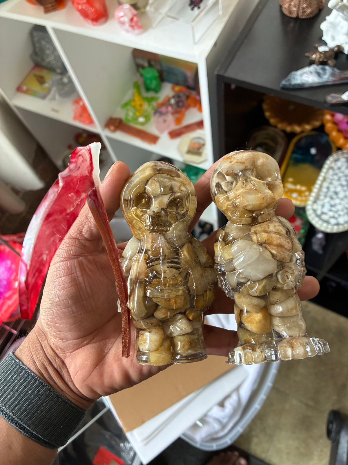 Reaper Skeleton Figurines – Natural Stone Resin Art, Set of 2 – additional product view
