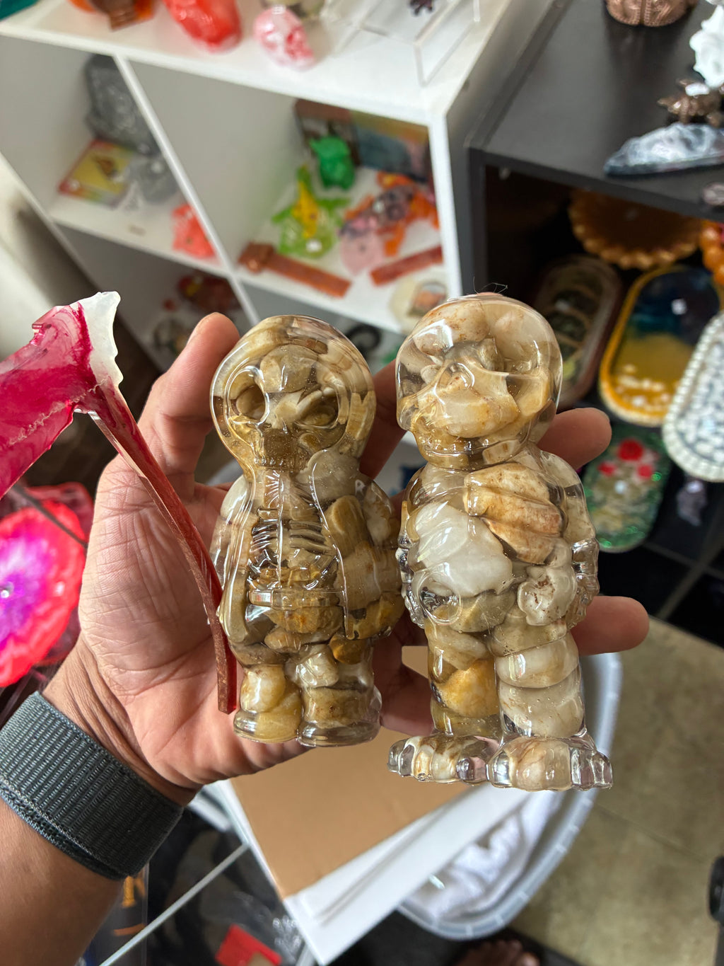 Reaper Skeleton Figurines – Natural Stone Resin Art, Set of 2 – additional product view