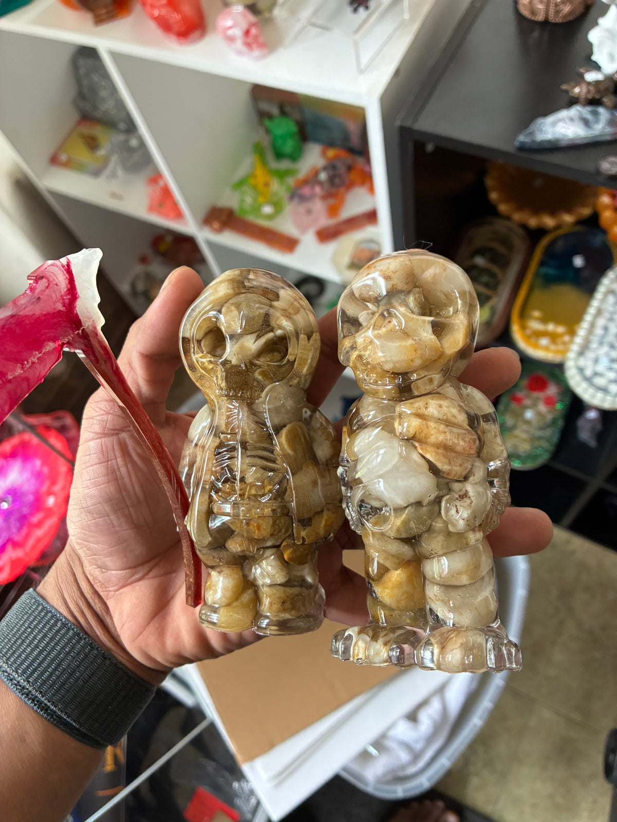Reaper Skeleton Figurines – Natural Stone Resin Art, Set of 2 – additional product view