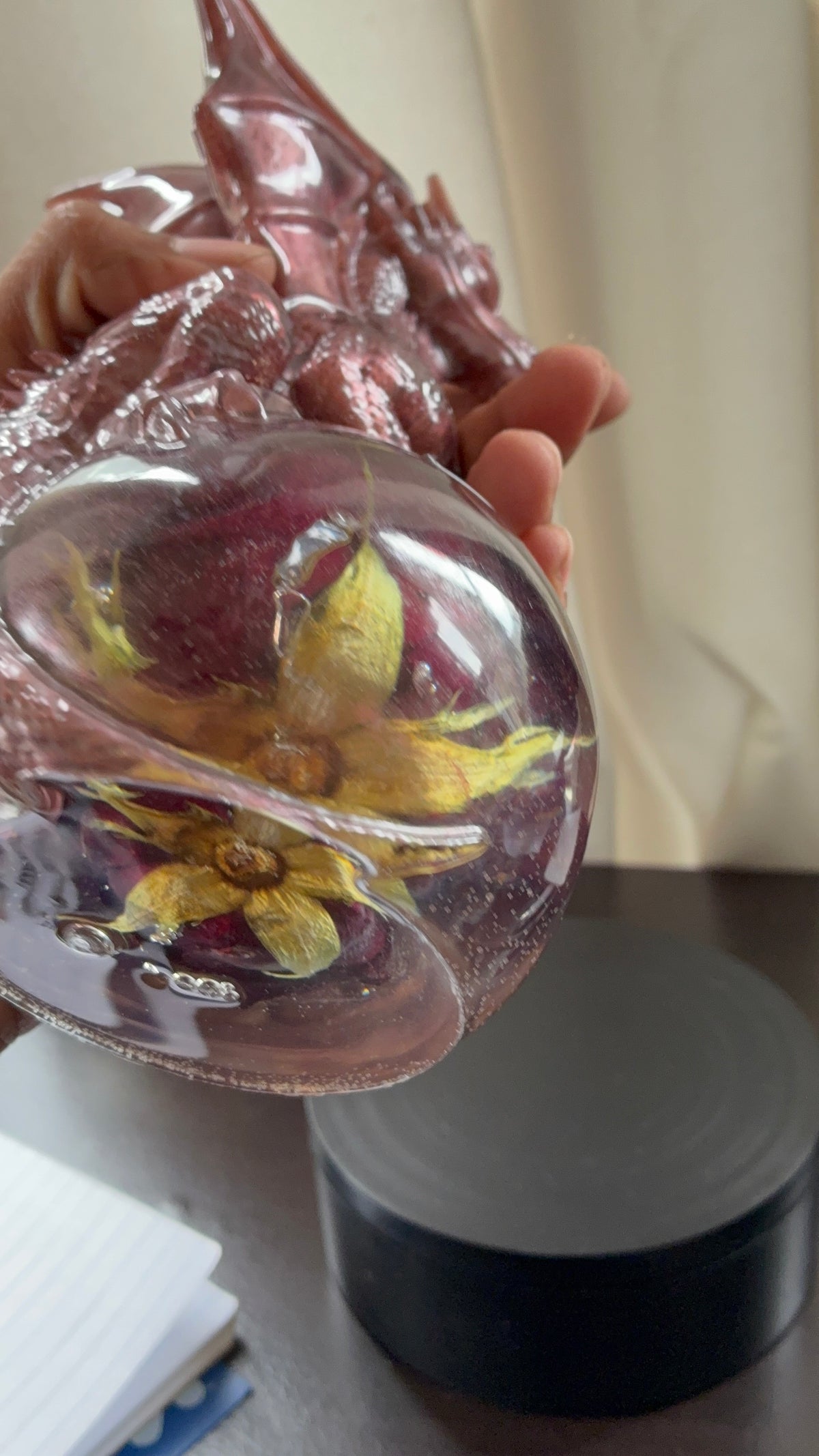 Copper Dragon Guardian on Preserved Rose Sphere — First Edition, One of a Kind – additional product view