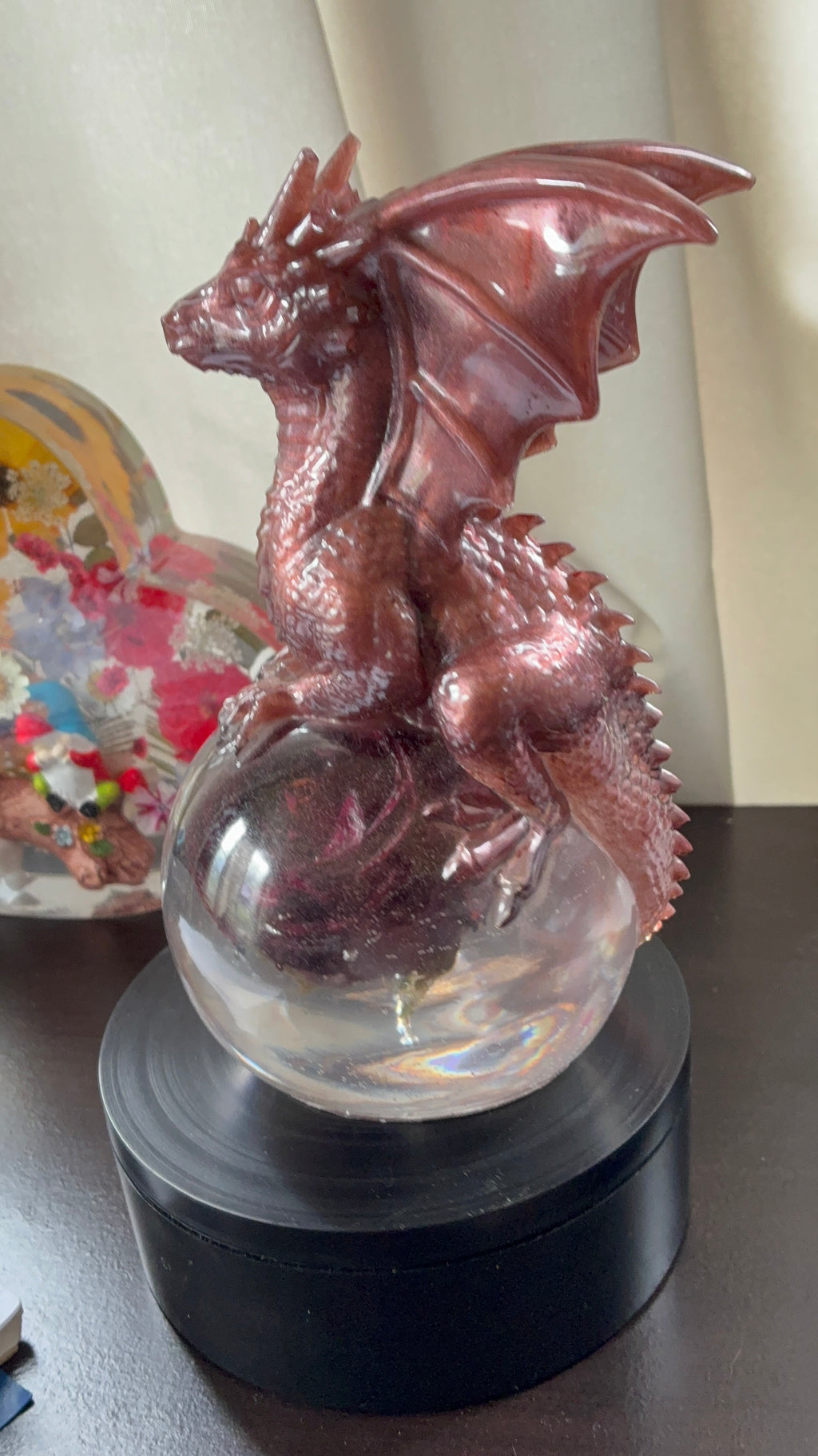 Copper Dragon Guardian on Preserved Rose Sphere — First Edition, One of a Kind – additional product view