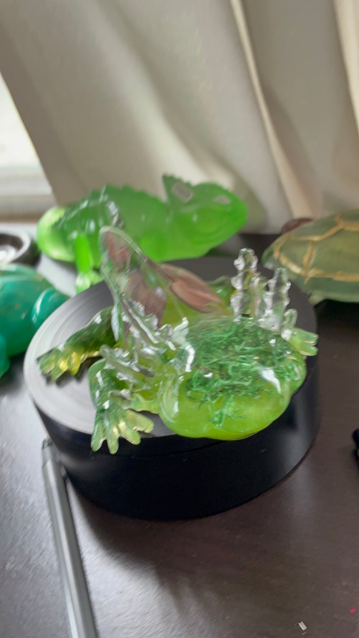 Green Resin Axolotl Figurine with Wild Horse Design – One of a Kind – additional product view
