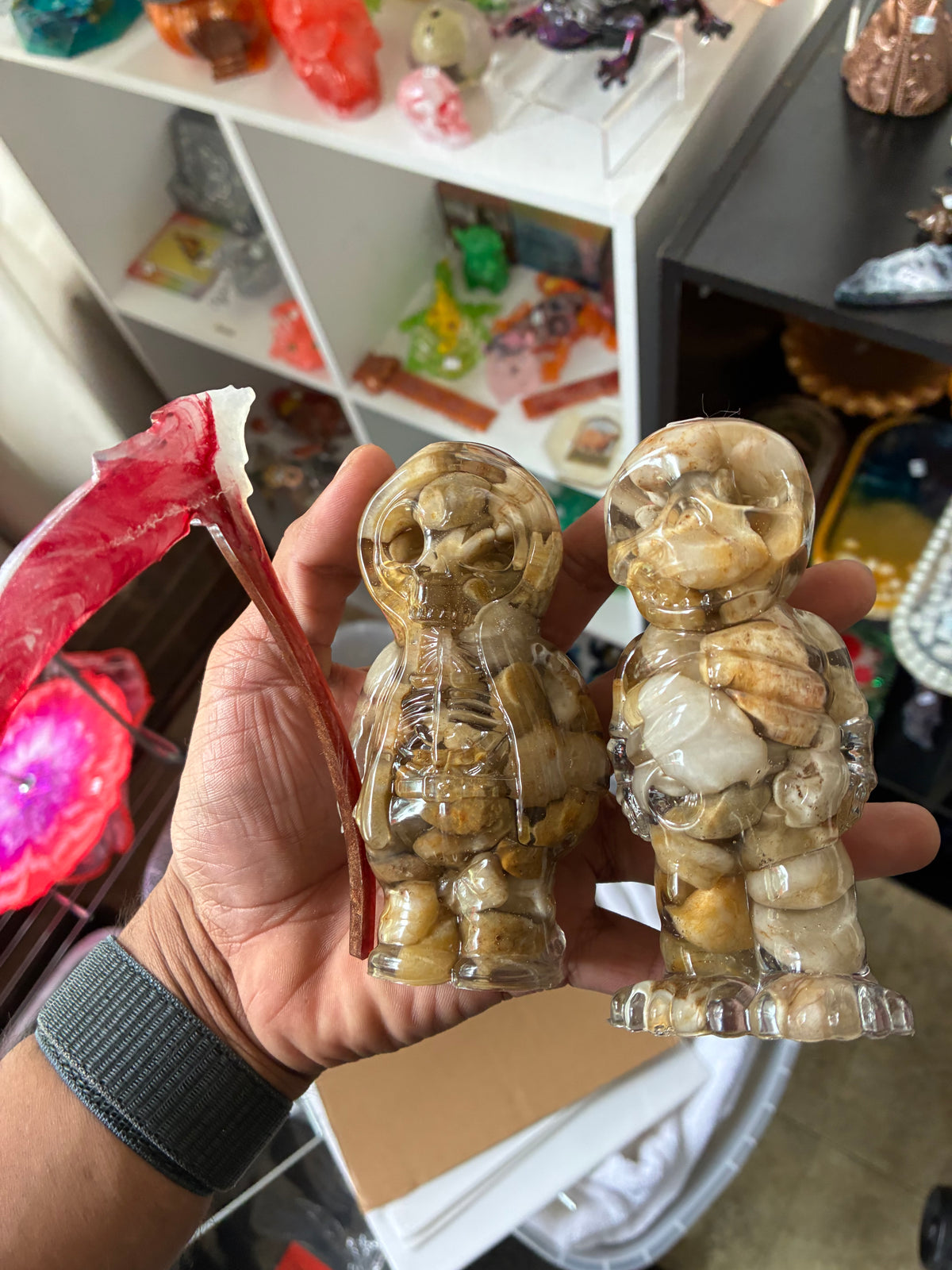 Reaper Skeleton Figurines – Natural Stone Resin Art, Set of 2 – additional product view