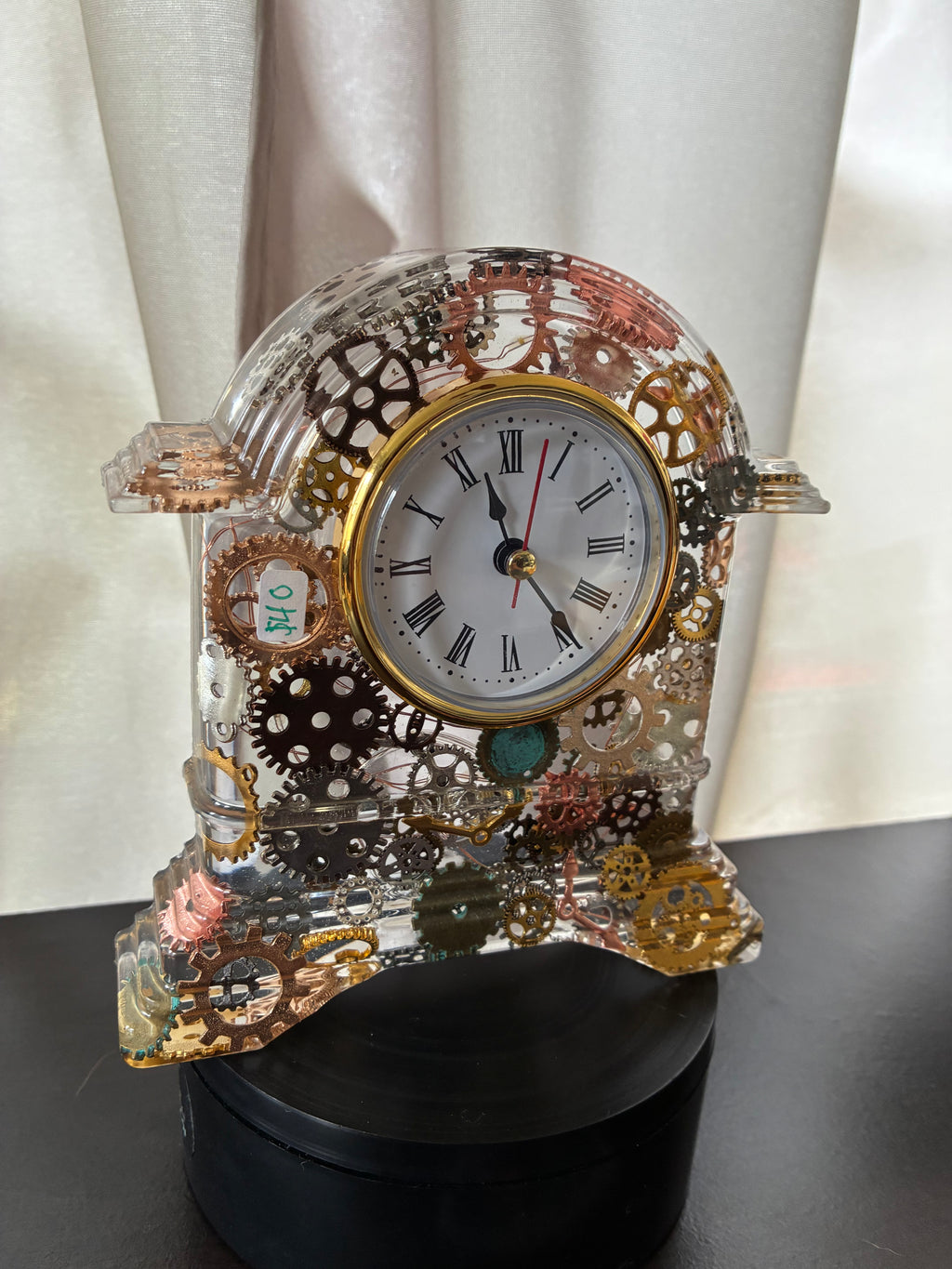 Handmade Steampunk Gear Resin Mantel Clock | Illuminated Industrial Decor – additional product view