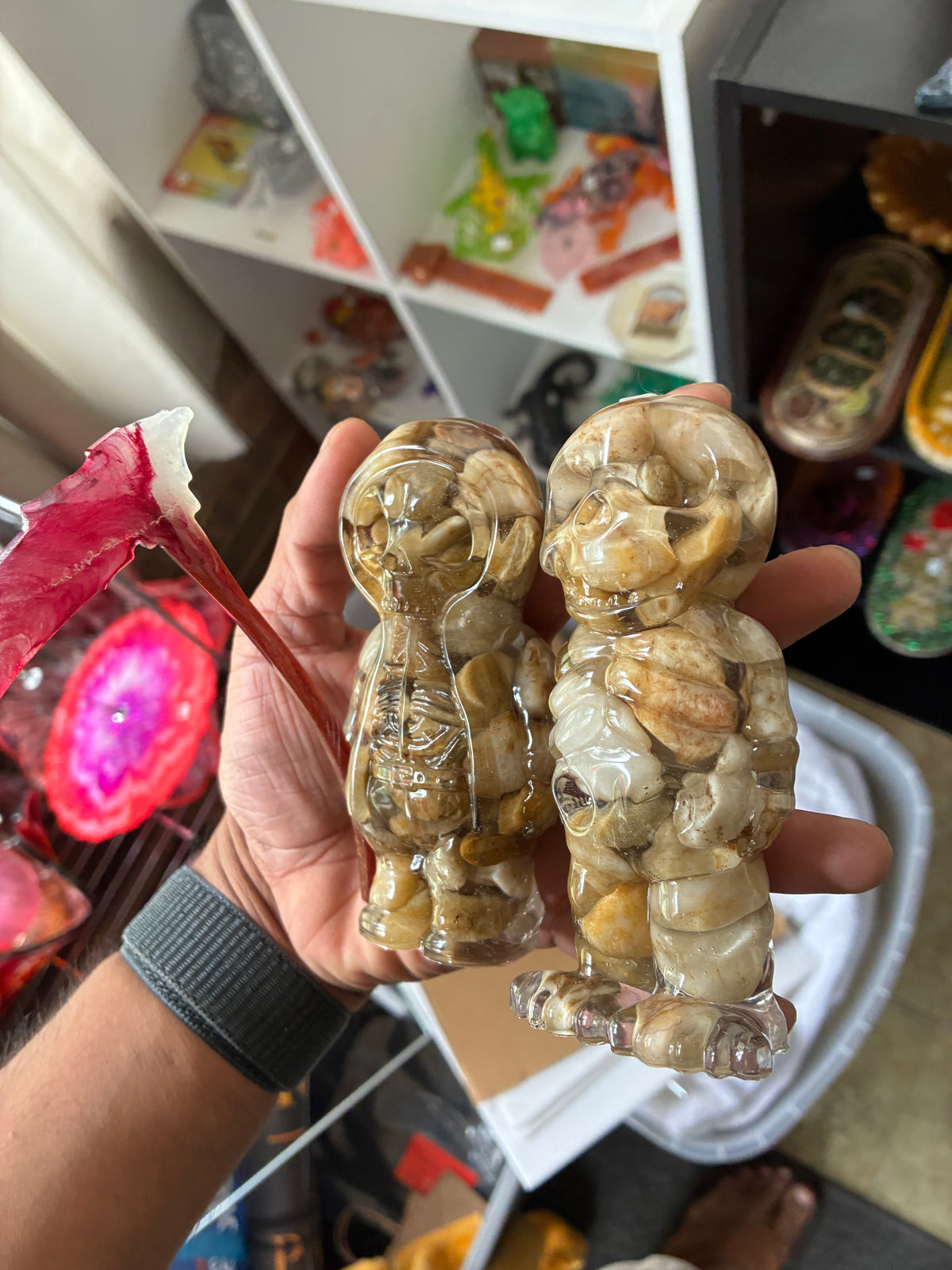 Reaper Skeleton Figurines – Natural Stone Resin Art, Set of 2 – additional product view