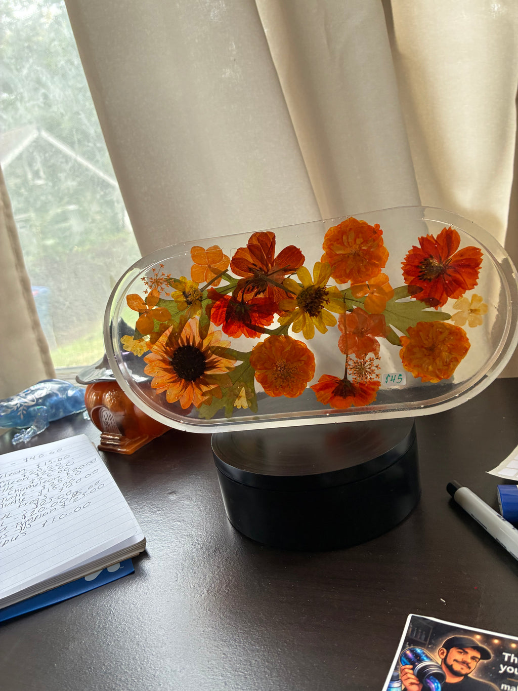 Pressed Autumn Wildflower Resin Tray — One of a Kind Botanical Art – additional product view