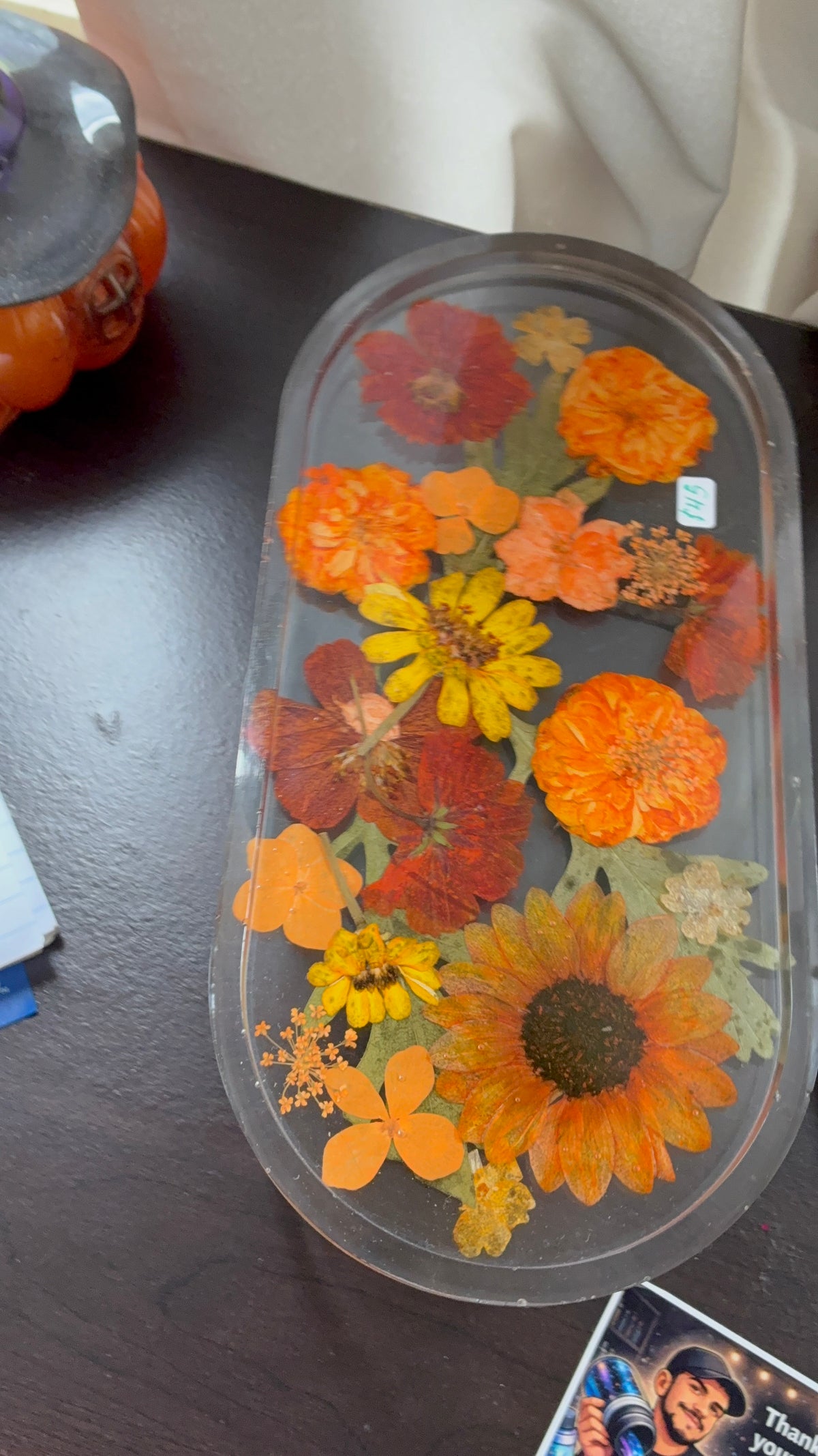 Pressed Autumn Wildflower Resin Tray — One of a Kind Botanical Art – additional product view