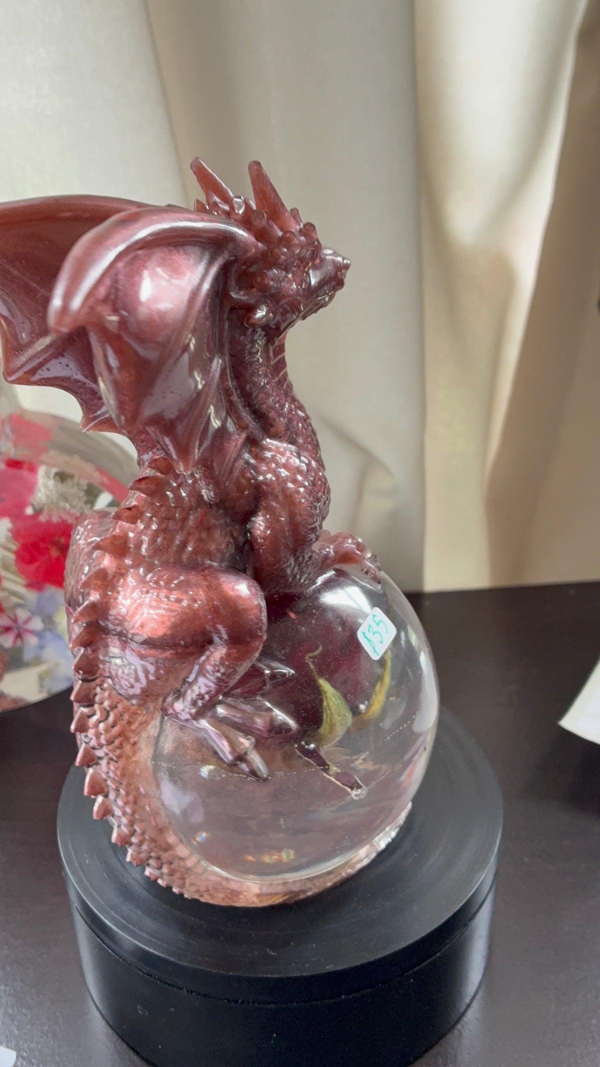 Copper Dragon Guardian on Preserved Rose Sphere — First Edition, One of a Kind – additional product view