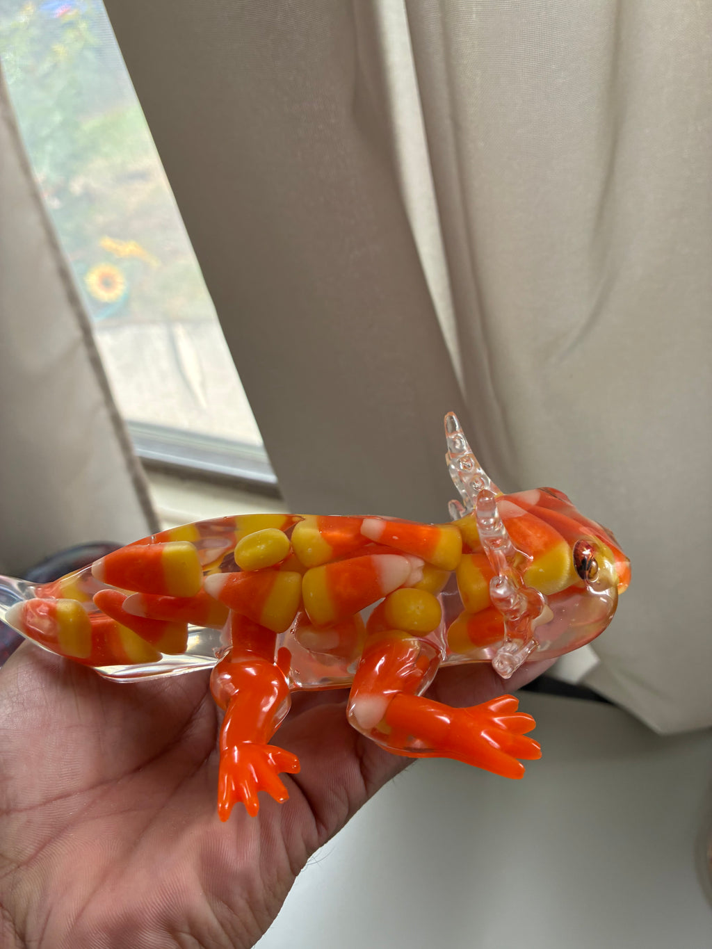Candy Corn Resin Axolotl Figurine – One of a Kind – additional product view
