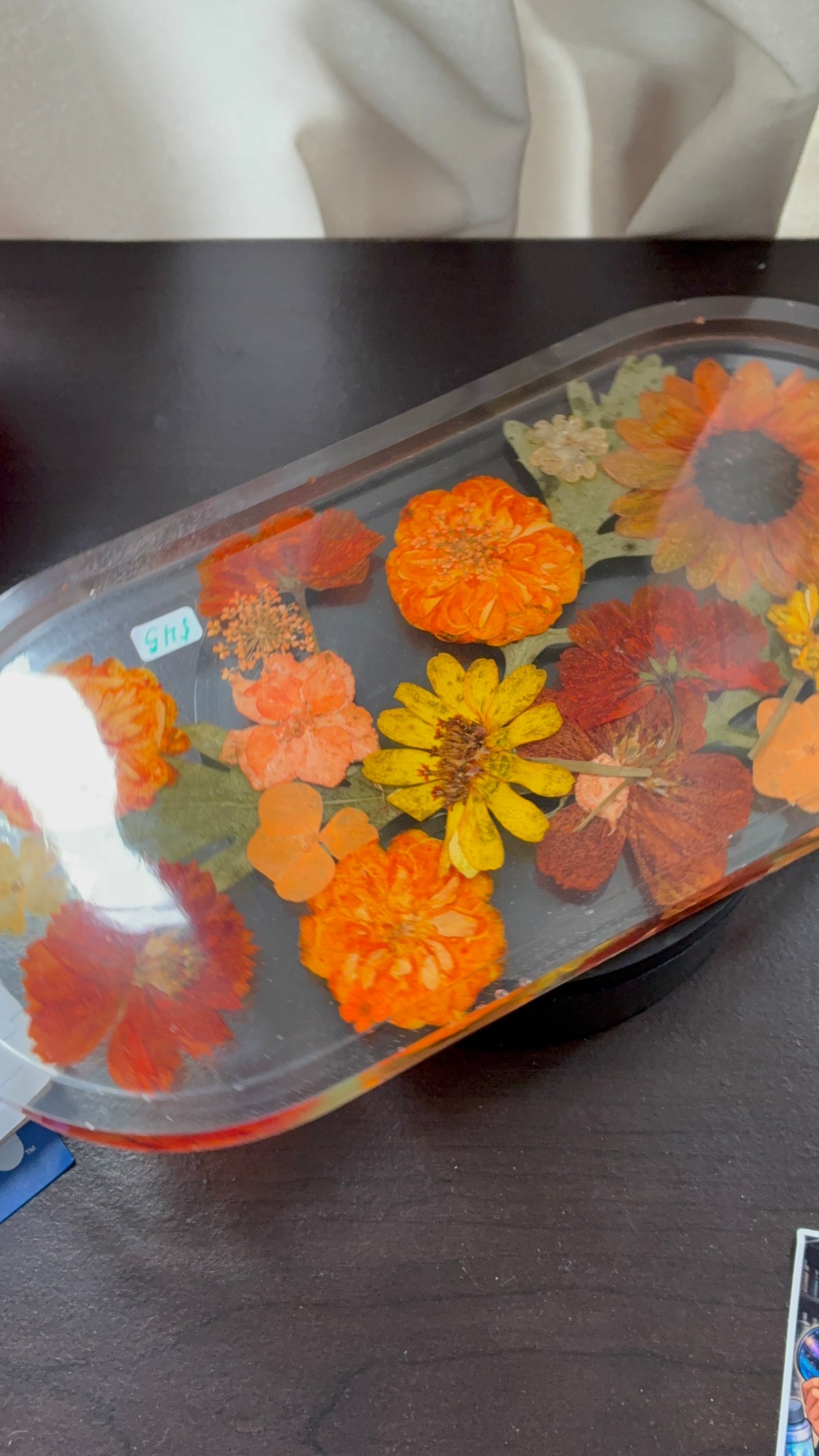 Pressed Autumn Wildflower Resin Tray — One of a Kind Botanical Art – additional product view
