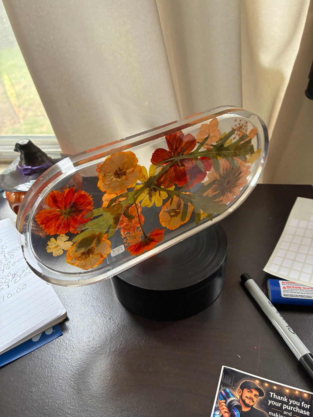 Pressed Autumn Wildflower Resin Tray — One of a Kind Botanical Art – additional product view