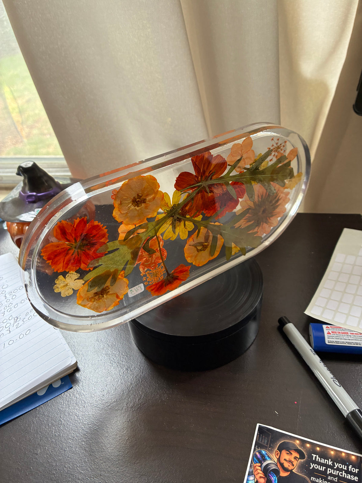 Pressed Autumn Wildflower Resin Tray — One of a Kind Botanical Art – additional product view
