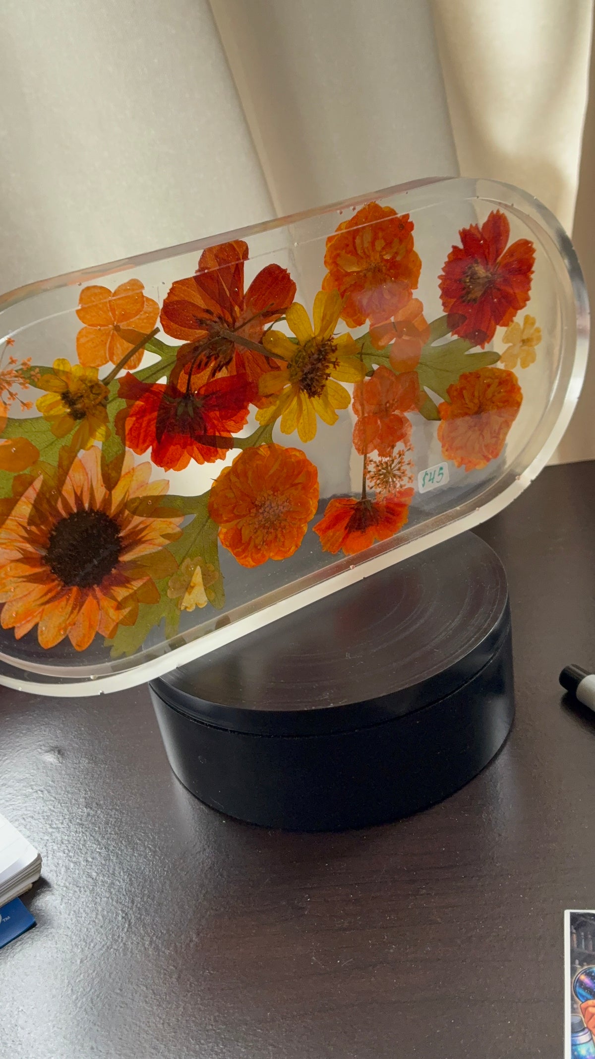Pressed Autumn Wildflower Resin Tray — One of a Kind Botanical Art – additional product view