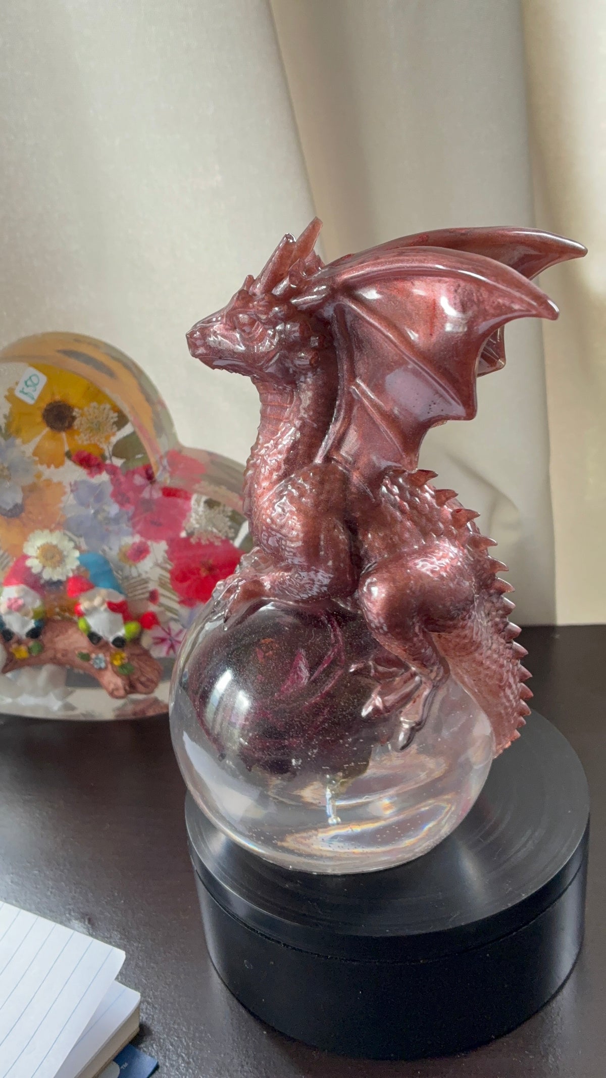 Copper Dragon Guardian on Preserved Rose Sphere — First Edition, One of a Kind – additional product view