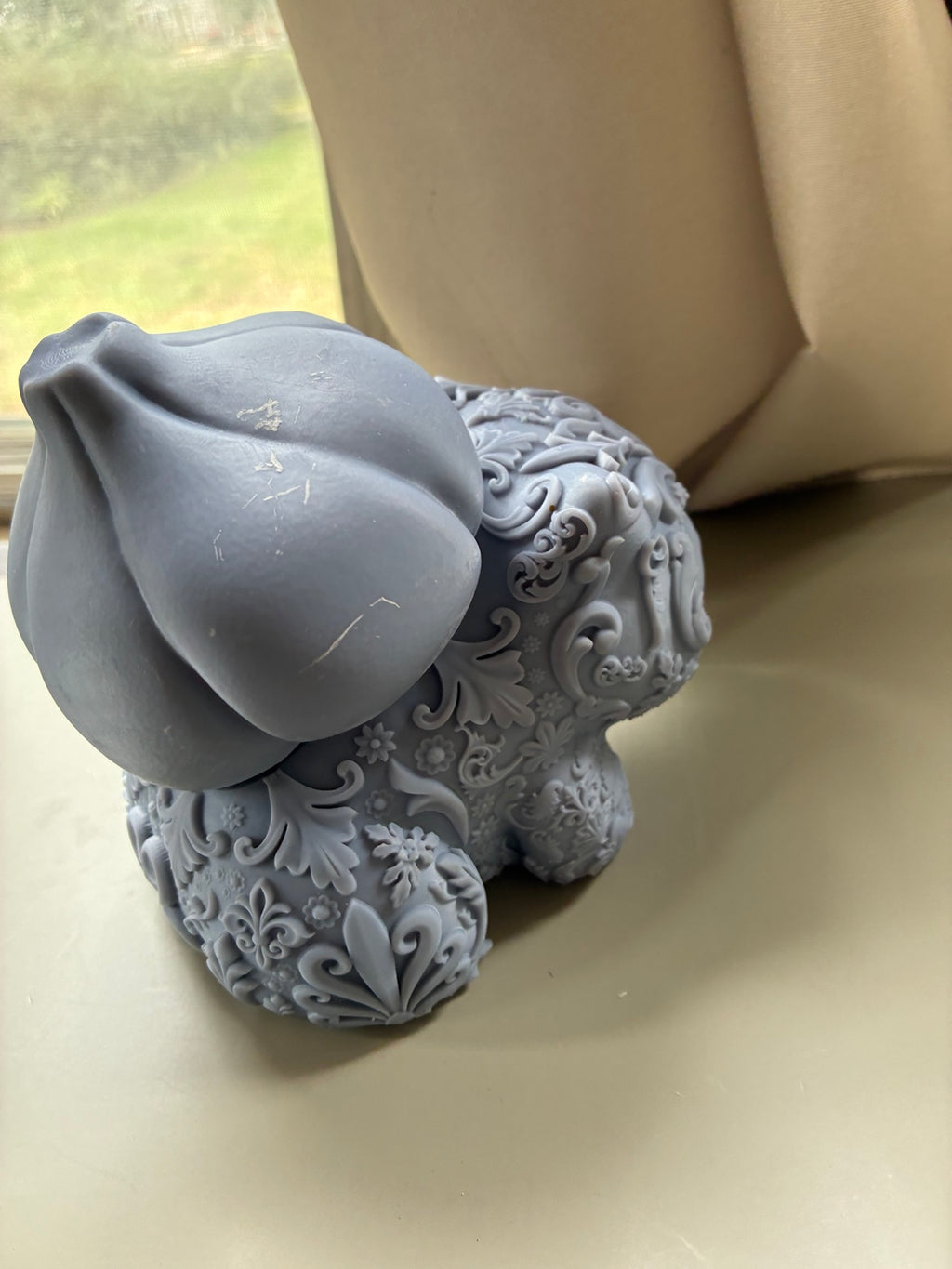 Large ornate Bulbasaur-inspired UV resin 3D printed DIY paint figure, alternate front angle