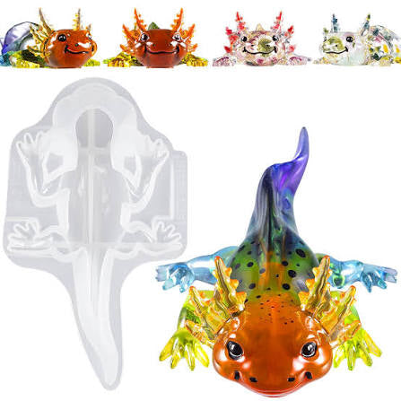Custom resin axolotl mold reference with finished axolotl example