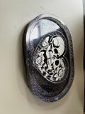 Black glitter Halloween resin catch-all tray with skull couple design view 1