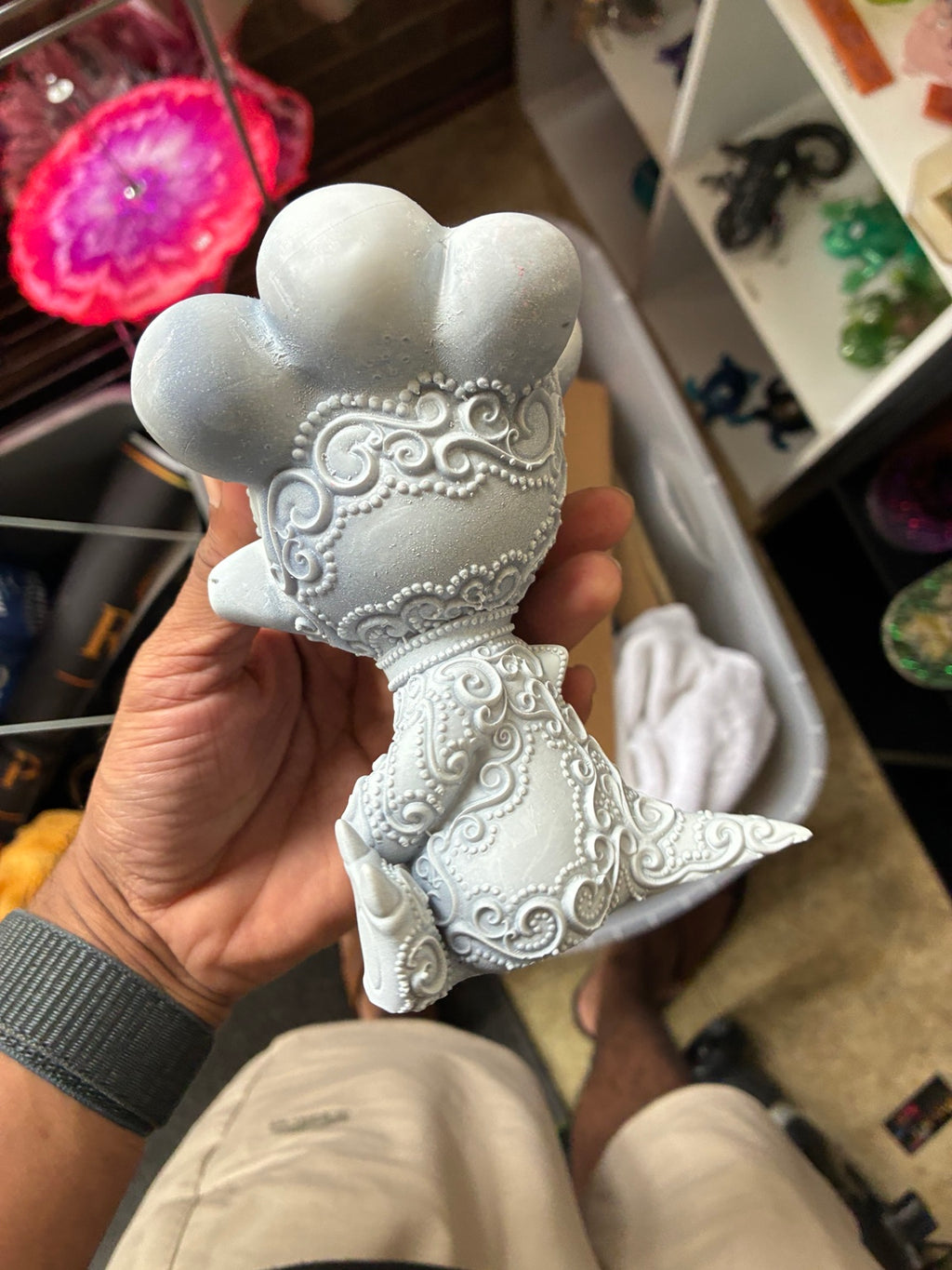 Primed Nidoqueen-inspired UV resin 3D printed DIY paint figure, side view