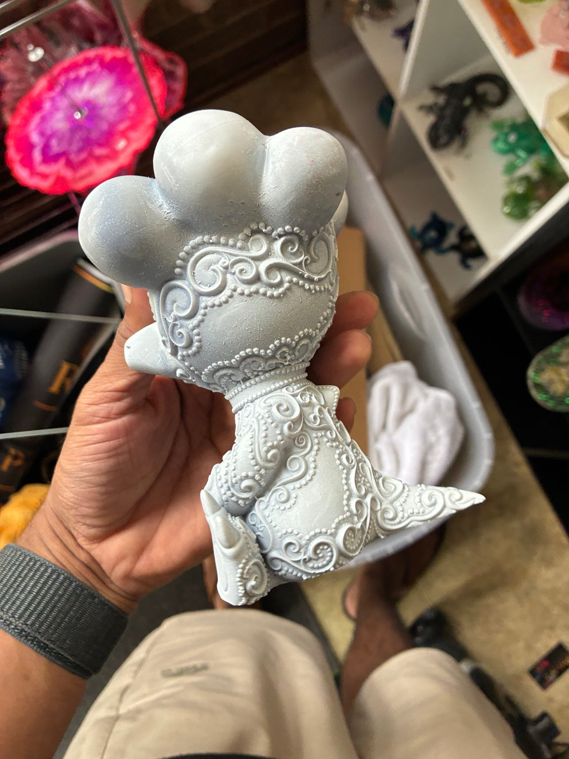 Primed Nidoqueen-inspired UV resin 3D printed DIY paint figure, side view