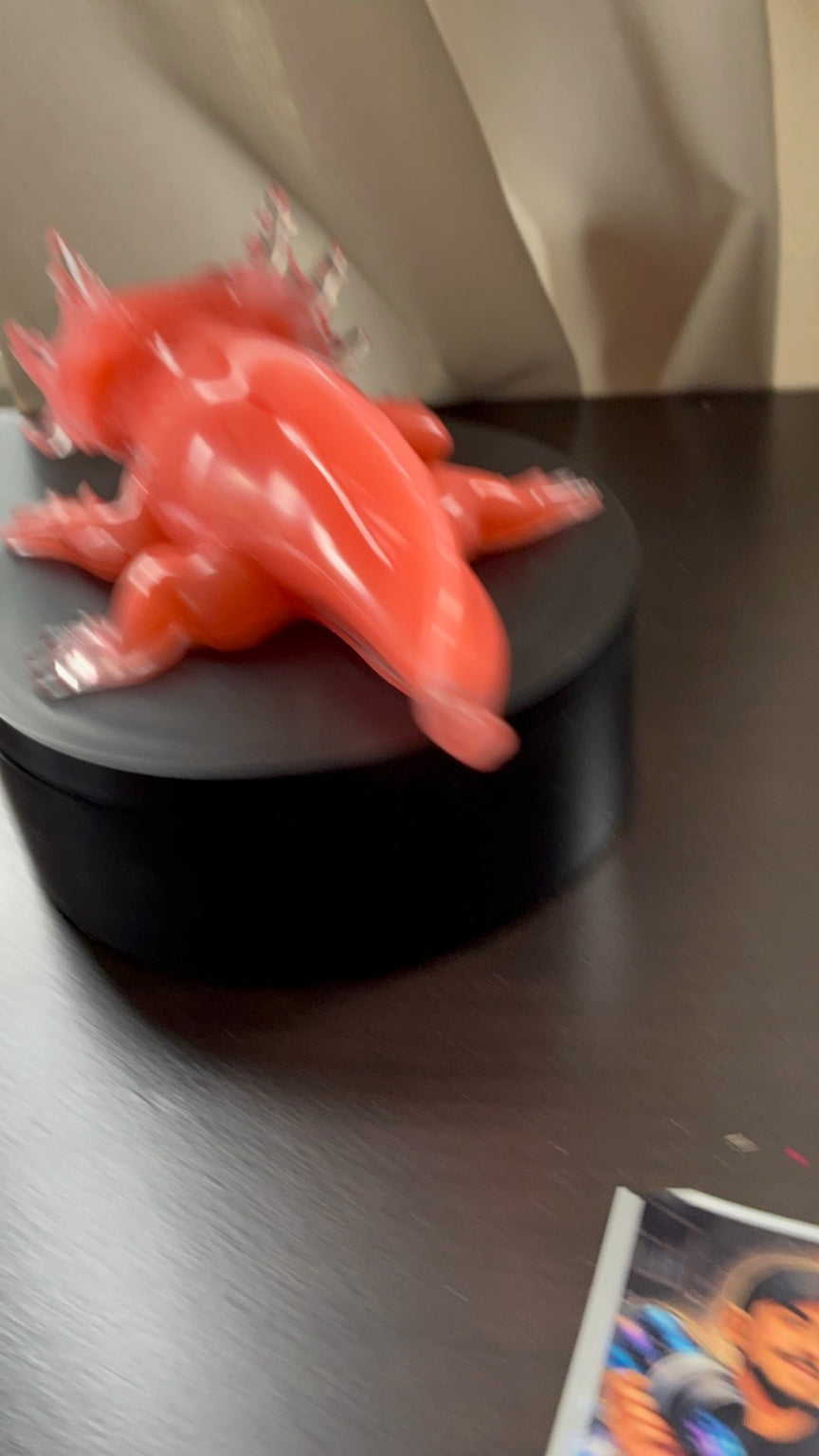Additional view of one-of-a-kind pink and clear resin axolotl