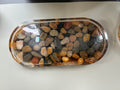 Handmade river rock resin tray, top view
